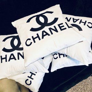 Chanel Black/White Square Decorative Throw Pillow